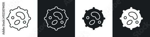 White blood cell icons in solid and stroke graphics