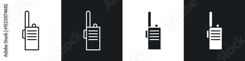 Two way radio icons in solid and stroke graphics