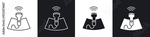 Ultrasound icons in solid and stroke graphics