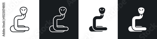 Snake icons in solid and stroke graphics