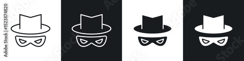 Spy icons in solid and stroke graphics