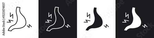 Stomachache icons in solid and stroke graphics