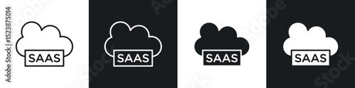 SaaS icons in solid and stroke graphics
