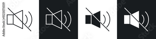 Mute sound icons in solid and stroke graphics