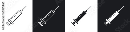 Needle icons in solid and stroke graphics