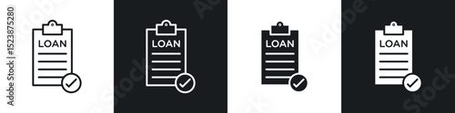 Loan icons in solid and stroke graphics