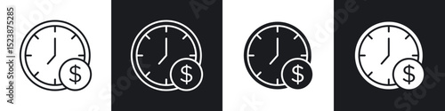 Long term investment icons in solid and stroke graphics