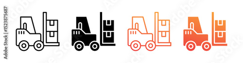 Forklift Multiple Style Icon Set Vector 