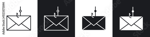 Email phishing icons in solid and stroke graphics