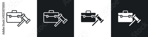 Employment law icons in solid and stroke graphics
