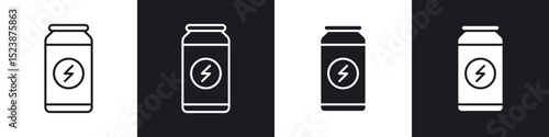 Energy drink icons in solid and stroke graphics