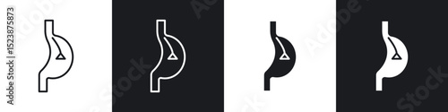 Endoscopy icons in solid and stroke graphics