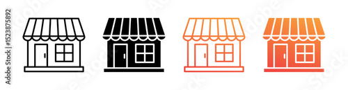 Store Multiple Style Icon Set Vector 