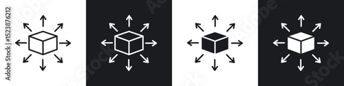 Distribution channel icons in solid and stroke graphics