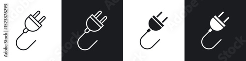 Electric plug icons in solid and stroke graphics