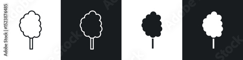 Cotton candy icons in solid and stroke graphics