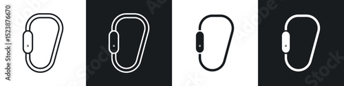 Carabiner icons in solid and stroke graphics