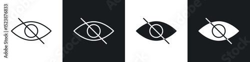 Blindness icons in solid and stroke graphics