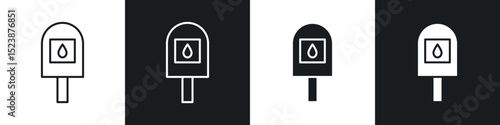 Blood sugar test icons in solid and stroke graphics