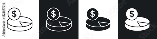 Budget planning icons in solid and stroke graphics