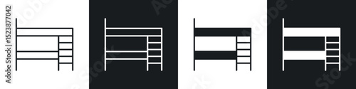 Bunk bed icons in solid and stroke graphics