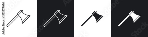 Axe icons in solid and stroke graphics