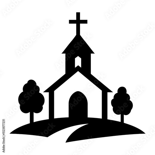 church and cross silhouette