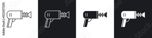 Blaster icons in solid and stroke graphics