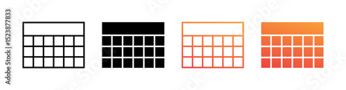 Data Table Multiple Style Icon Set Vector 