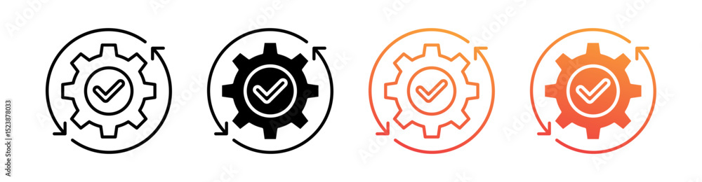 Process Multiple Style Icon Set Vector Process Multiple Style Icon Set Vector
