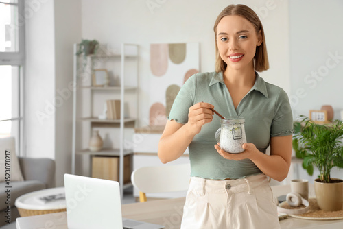 Young woman with chia seed ...