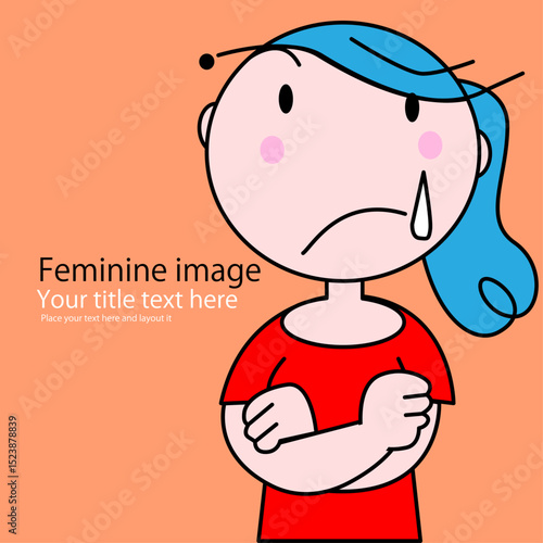 可愛い女性のちびキャラが焦ってる
