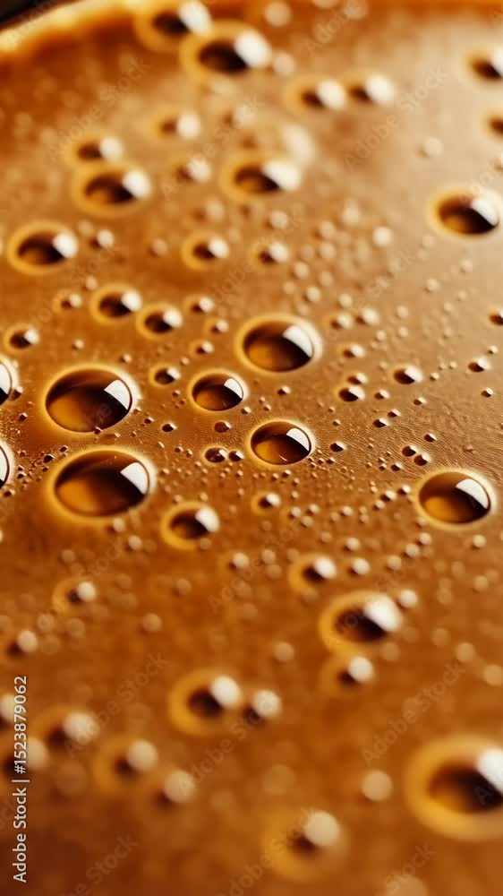 Rising bubbles on glossy coffee surface create hypnotic pattern Rising bubbles on glossy coffee surface create hypnotic pattern