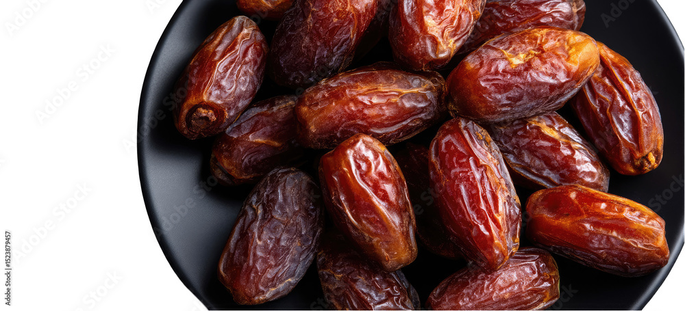 Dried dates piled in a black bowl Dried dates piled in a black bowl