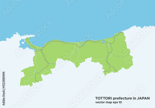 日本の鳥取県の緑色のシンプルなロードマップ