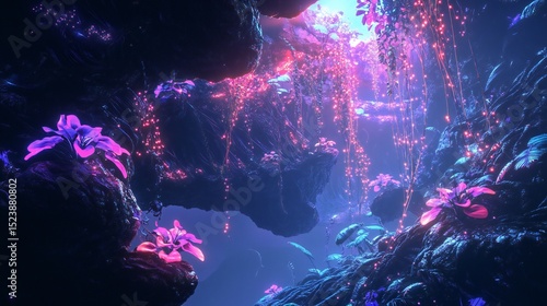 Surreal Alien Jungle with Metallic Leaves and Cybernetic Vines in a Sci-Fi Fantasy World