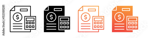 Budget Multiple Style Icon Set Vector 