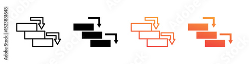 Waterfall Multiple Style Icon Set Vector 