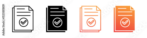Accepted Multiple Style Icon Set Vector 