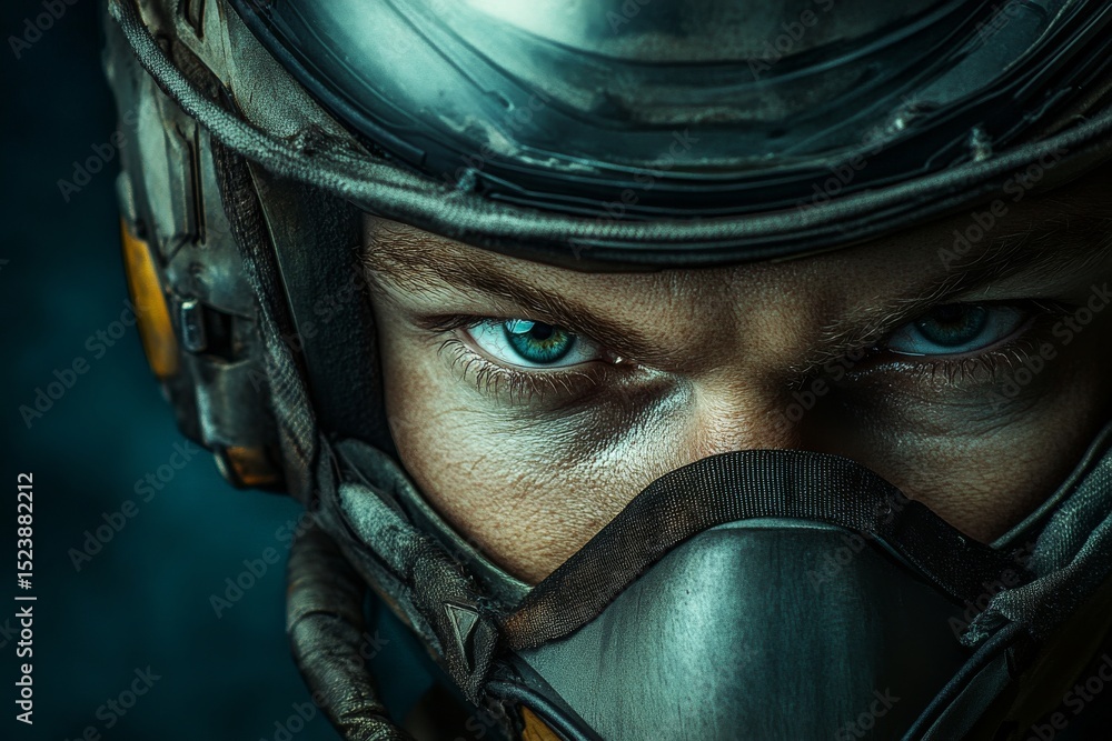 A helmet and oxygen mask are no obstacle to the piercing gaze of a pilot A helmet and oxygen mask are no obstacle to the piercing gaze of a pilot