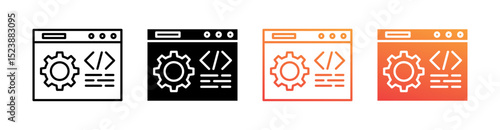 Program Multiple Style Icon Set Vector 