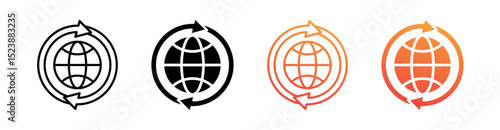 Globalization Multiple Style Icon Set Vector 