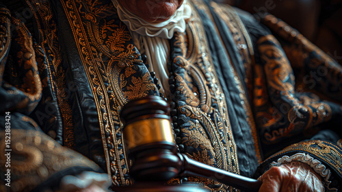 Eminent Justice: Close-Up of Judge's Robe and Gavel