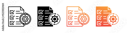 Procedures Multiple Style Icon Set Vector 