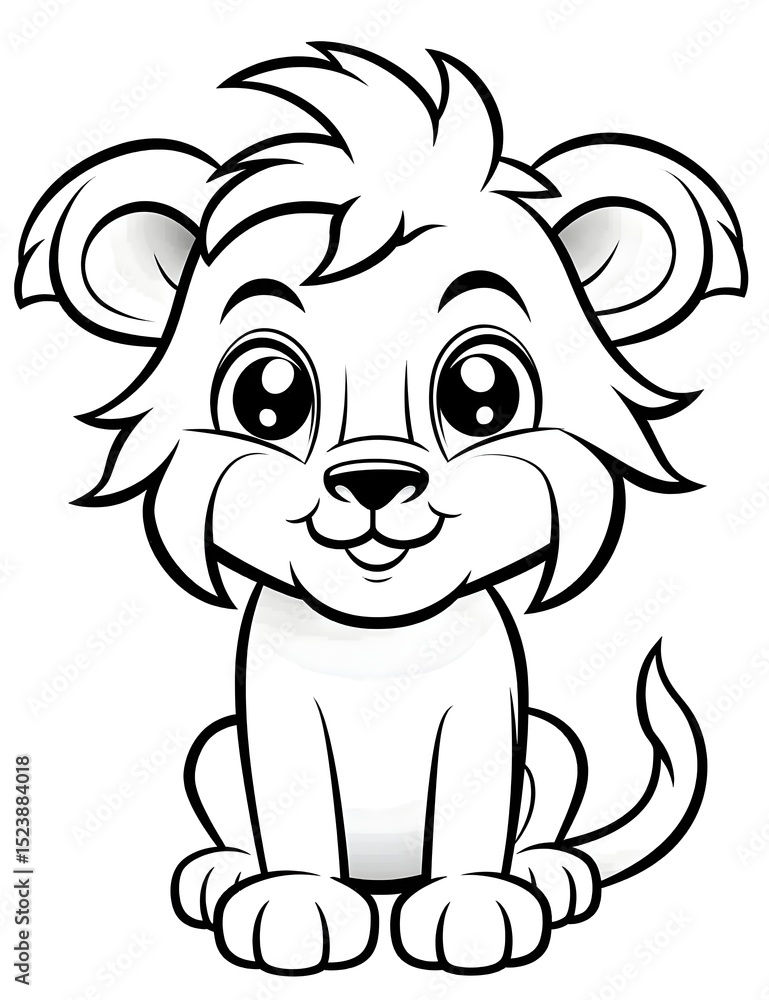Obraz premium A cute lion is sitting.