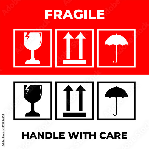 Fragile Handle with Care Shipping Labels and Symbols Design