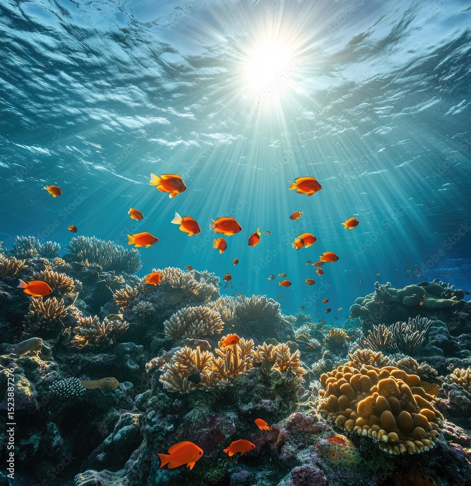 Naklejka premium Colorful coral reef landscape