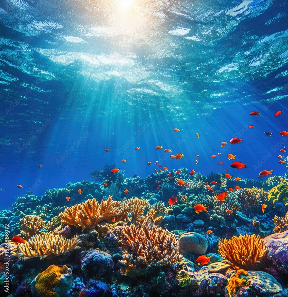 Naklejka premium Colorful coral reef landscape