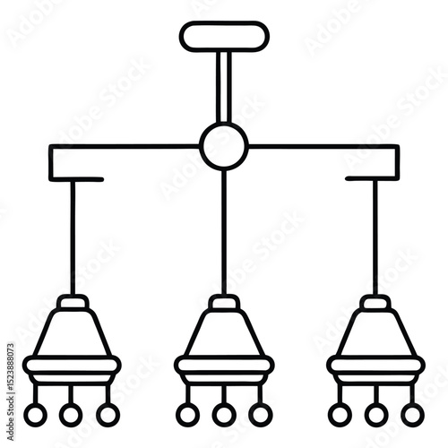 Modern ceiling lamp vector illustration depicting minimalist three pendant lights for interior design