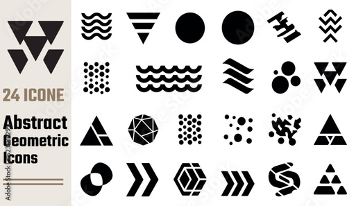 Twenty four abstract geometric icons black and white design elements